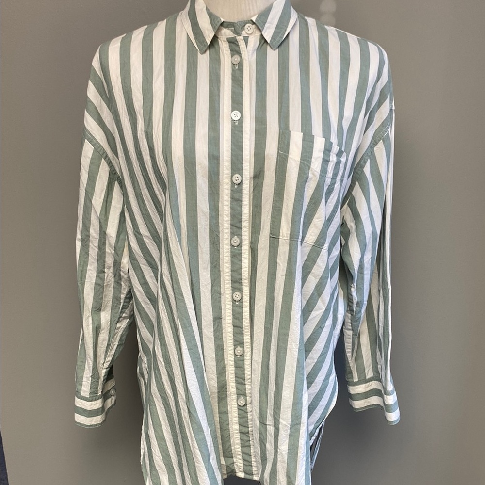 Bundle of 2 Madewell Casual Button Down Shirts in Green and Blue (sz M)